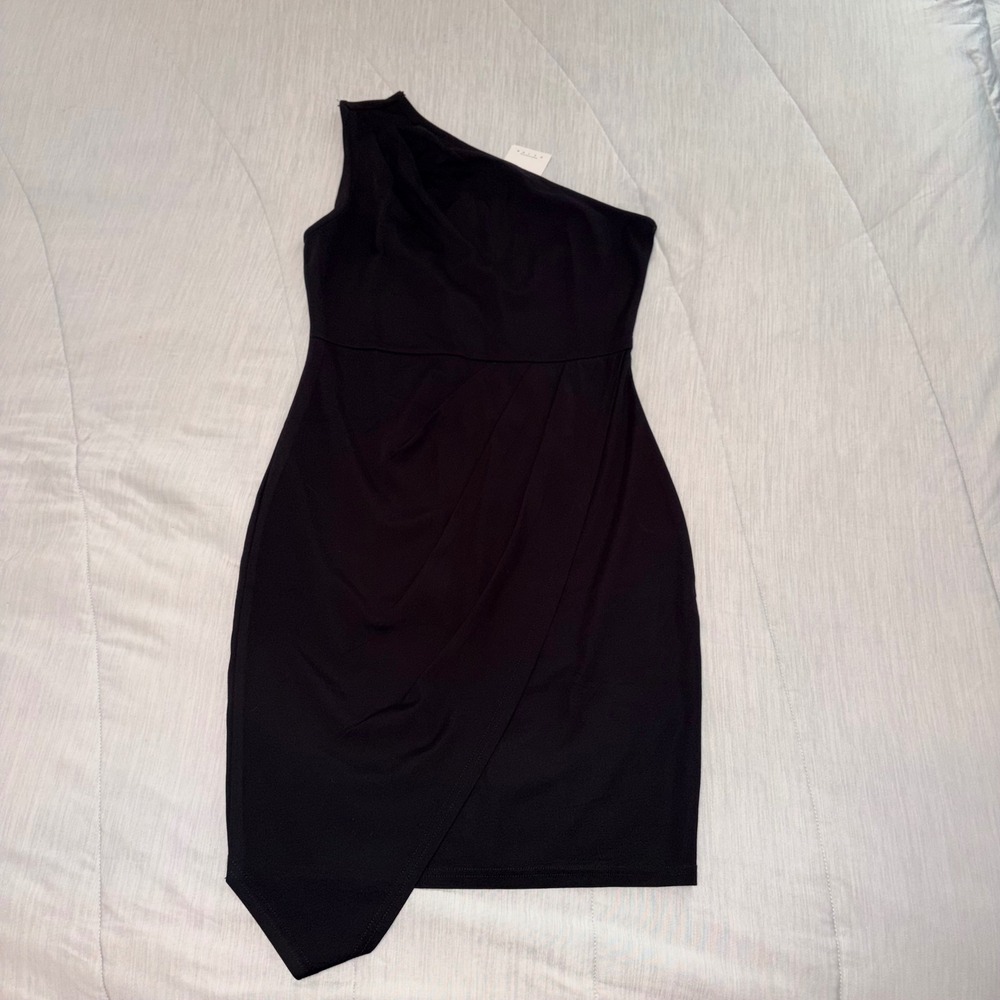 PrettyGarden Womens Black One Shoulder Asymmetrical Bodycon Mini Dress Size S